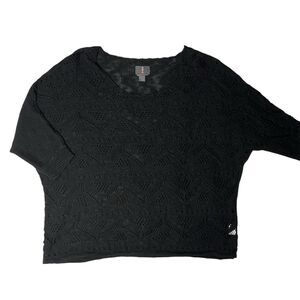 Jeans By Buffalo Callas Size L Black Acrylic Grunge Goth Sweater Open Crocheted